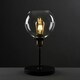 image 2 of ValueLights Pair of  Sheridan Black and Gold Table Lamps with Clear Glass Globe Shade and LED Bulbs