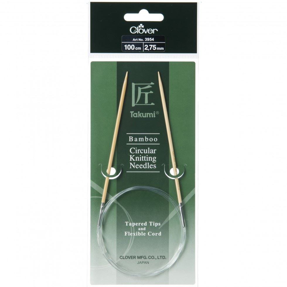 Clover Knitting Pins: Circular: Fixed: Takumi Bamboo: 100cm x 2.75mm in Beige