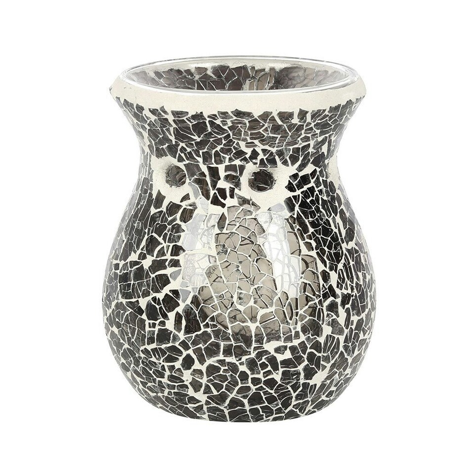 image 1 of Something Different Crackle Effect Oil Burner - Gunmetal Grey - 11cm x 8.5cm x 8.5cm