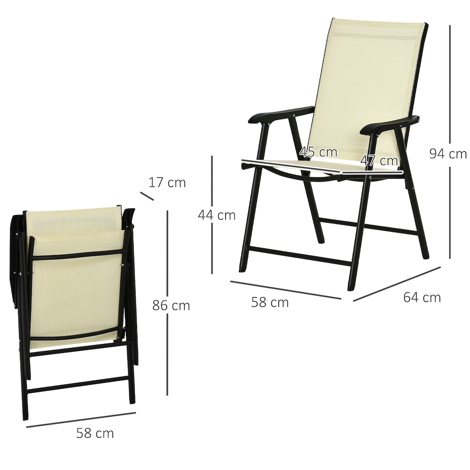 image 1 of Outsunny 2-PCS Garden Armchairs Outdoor Patio Folding Modern Furniture Beige