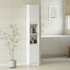 image 2 of HOMCOM Narrow Bathroom Storage Cabinet with Open Compartment, White White