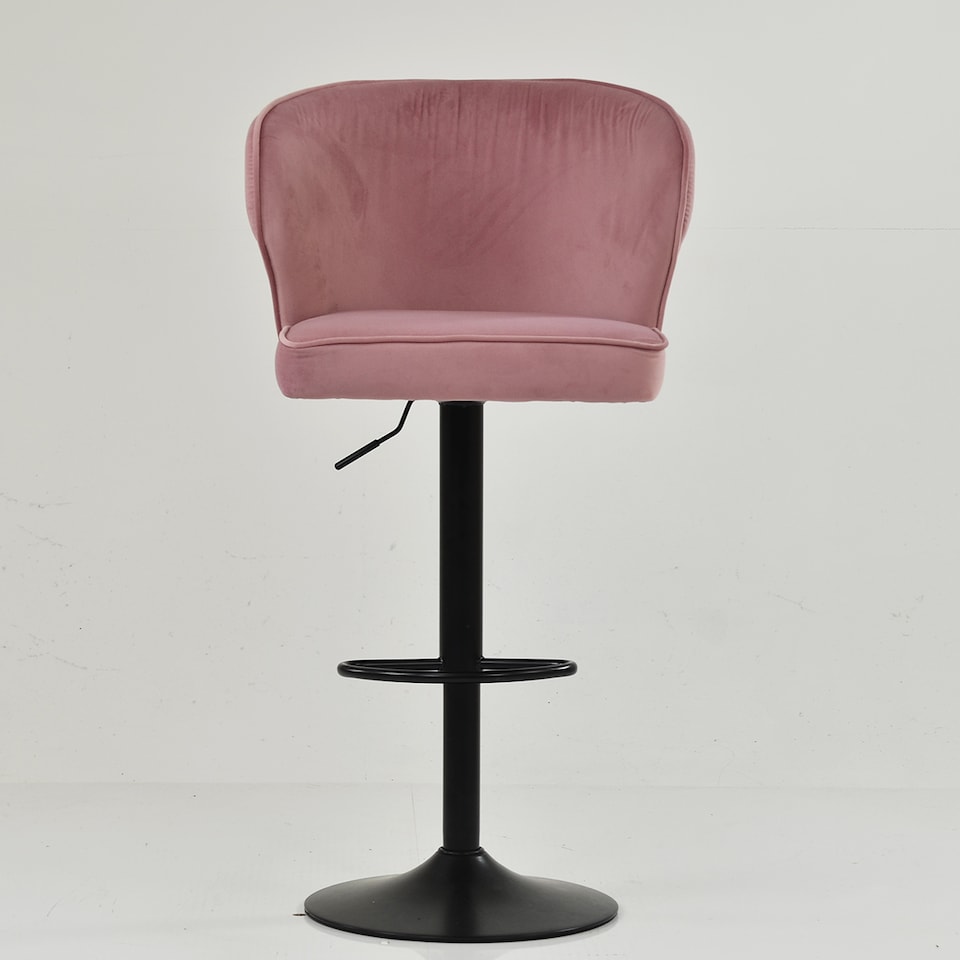 image 1 of Lakeland Furniture Hexham Pink Velvet Gas Lift Base Bar Stool
