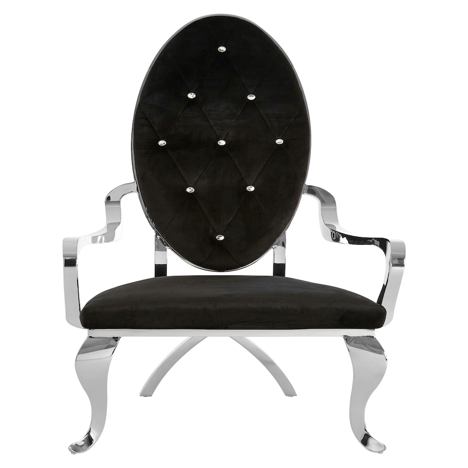 image 1 of Interiors By Premier Luxurious Design Silver Baroque Chair, Comfortable Dining Chair For Kitchen, Comfortable Velvet Dining Chair Black