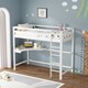 image 3 of Poppy White Wooden High Sleeper Bunk Bed with Desk | White | White