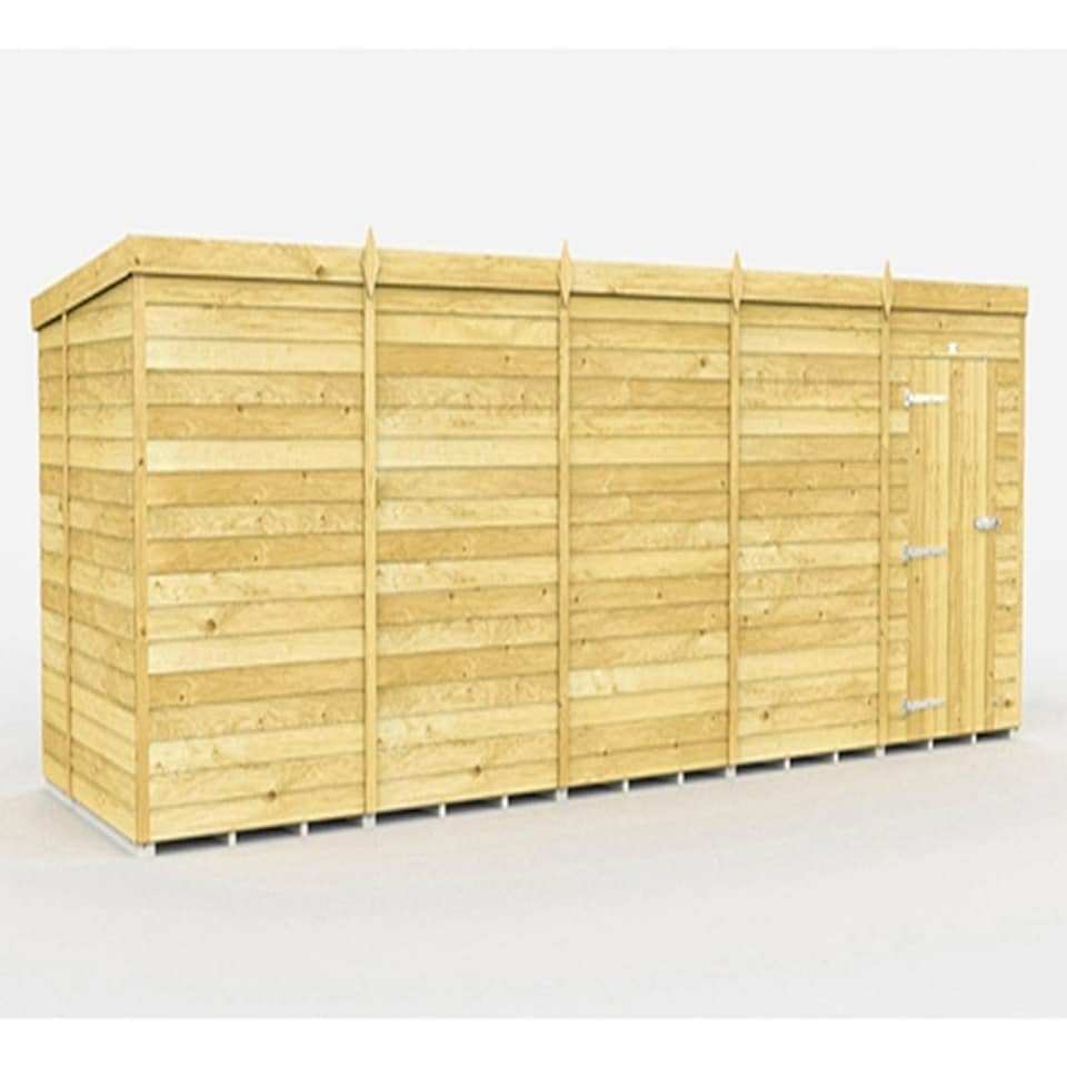 image 1 of 20 x 7 Feet Pent Shed - Single Door Without Windows - Wood - L214 x W589 x H201 cm | Brown
