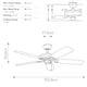 image 2 of Kevlar 152cm Pull Chain 5 Blade Ceiling Fan Matte White