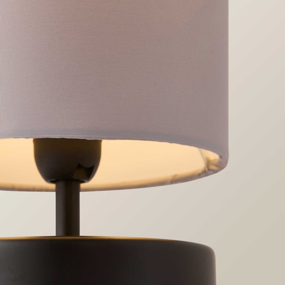 image 1 of ValueLights Francis Black Touch Table Lamps Grey Shades and Bulbs