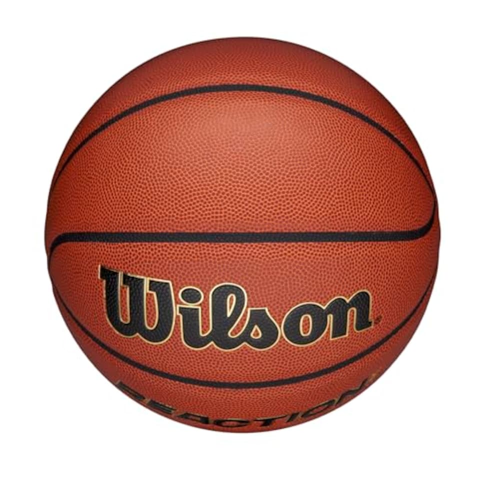 image 1 of Wilson Reaction Pro Basketball, Made From Durable Composite Materials With Vlc Technology, Colour: Brown/Gold, Size: 5