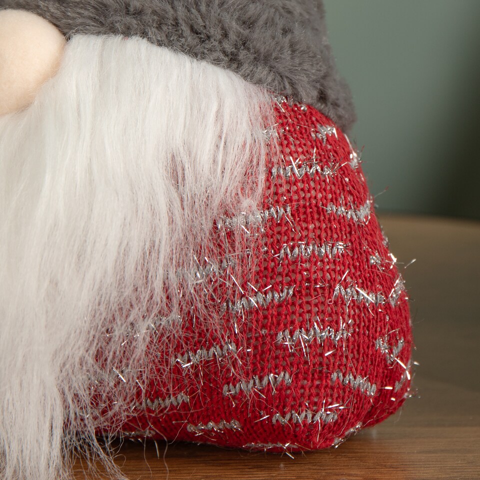 image 1 of 35cm Battery Operated Light up Christmas Gonk with Grey Hat & Red Body