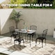 image 3 of Outsunny Garden Dining Table for 4 Person, Square Outdoor Table with Easy Clean Slat Top, Rust Resistant Steel Frame, for Terrace, Balcony, 80 x 80 x 74 cm, Grey | Grey