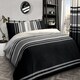 image 1 of Velosso Tonal Printed Cotton Blend Duvet Cover and Pillowcase Set Black | King