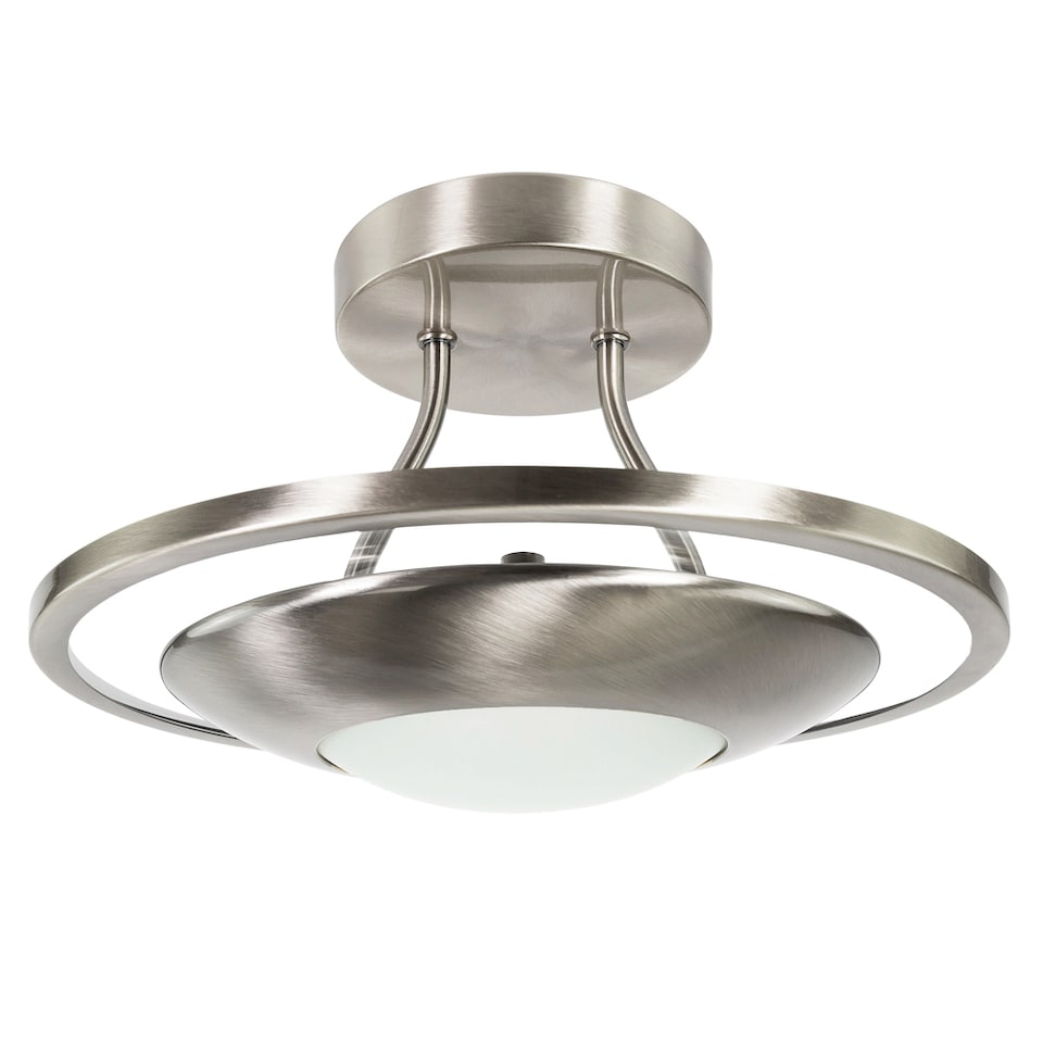 image 1 of Modernistic Semi Flush Energy Saving LED Ceiling Light Fitting in Satin Nickel | Silver
