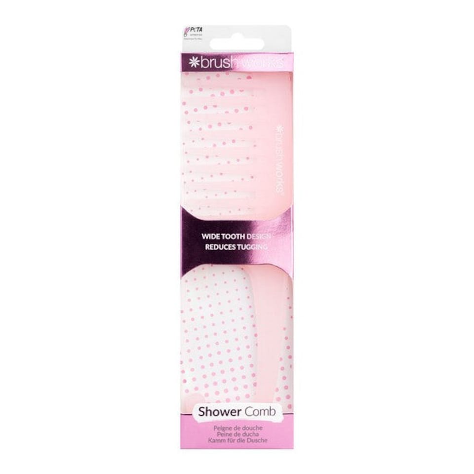 image 1 of Brushworks Shower Comb - Hangable Wide-Tooth Detangler Light Pink | Pink | Light Pink