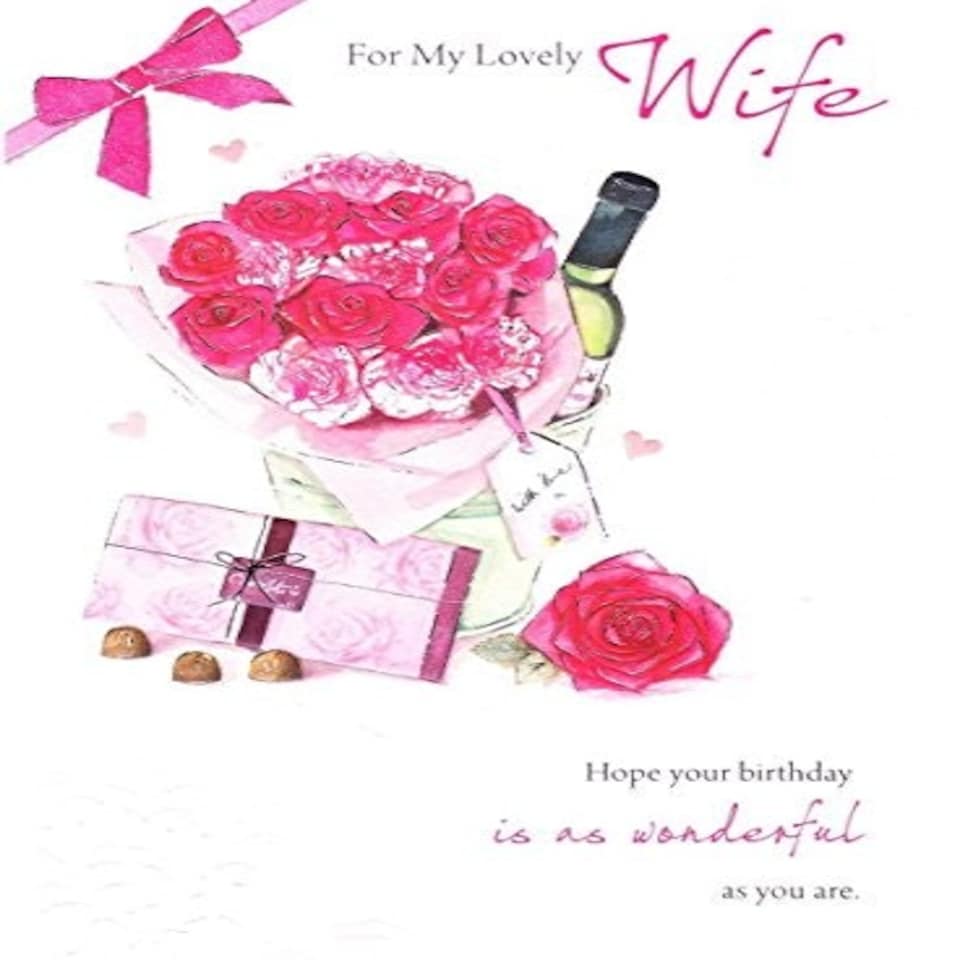 image 1 of For My Lovely Wife Traditional Nice Verse Flower Birthday Card