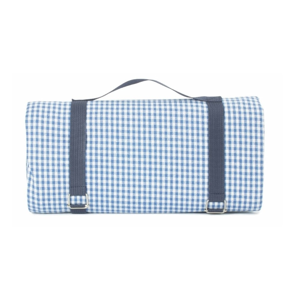 image 1 of Blue and White Gingham Picnic Blanket | Blue | Blue