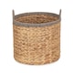 image 8 of Round Water Hyacinth Basket with Grey Rope Border Brown | Brown | L