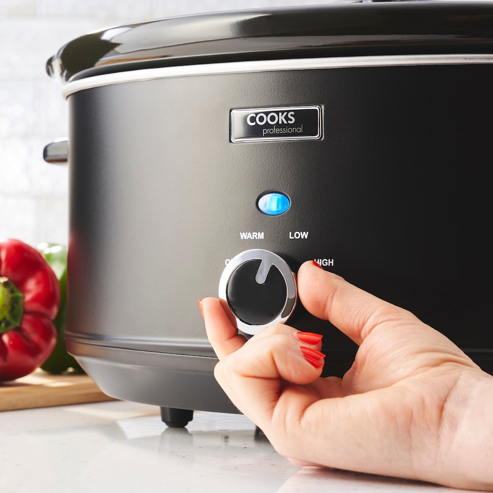 image 1 of Cooks Professional 6.5L Slow Cooker with Lid, Removable Bowl & 3 Heat Settings | Black | Black