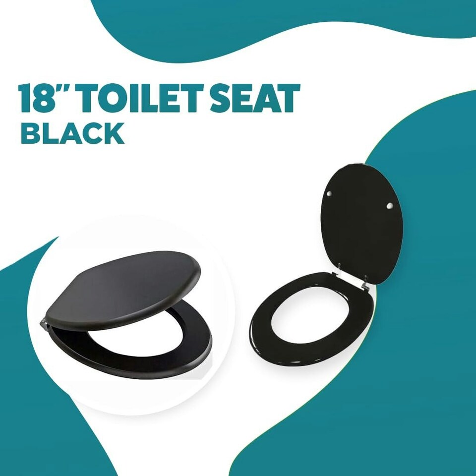 image 1 of Marco Paul Black Wooden Toilet Seat 18" Black