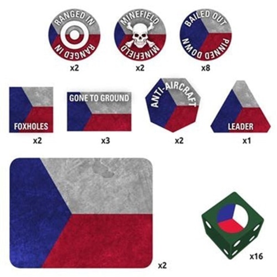 Czechoslovak Gaming Set (x20 Tokens, x2 Objectives, x16 Dice)