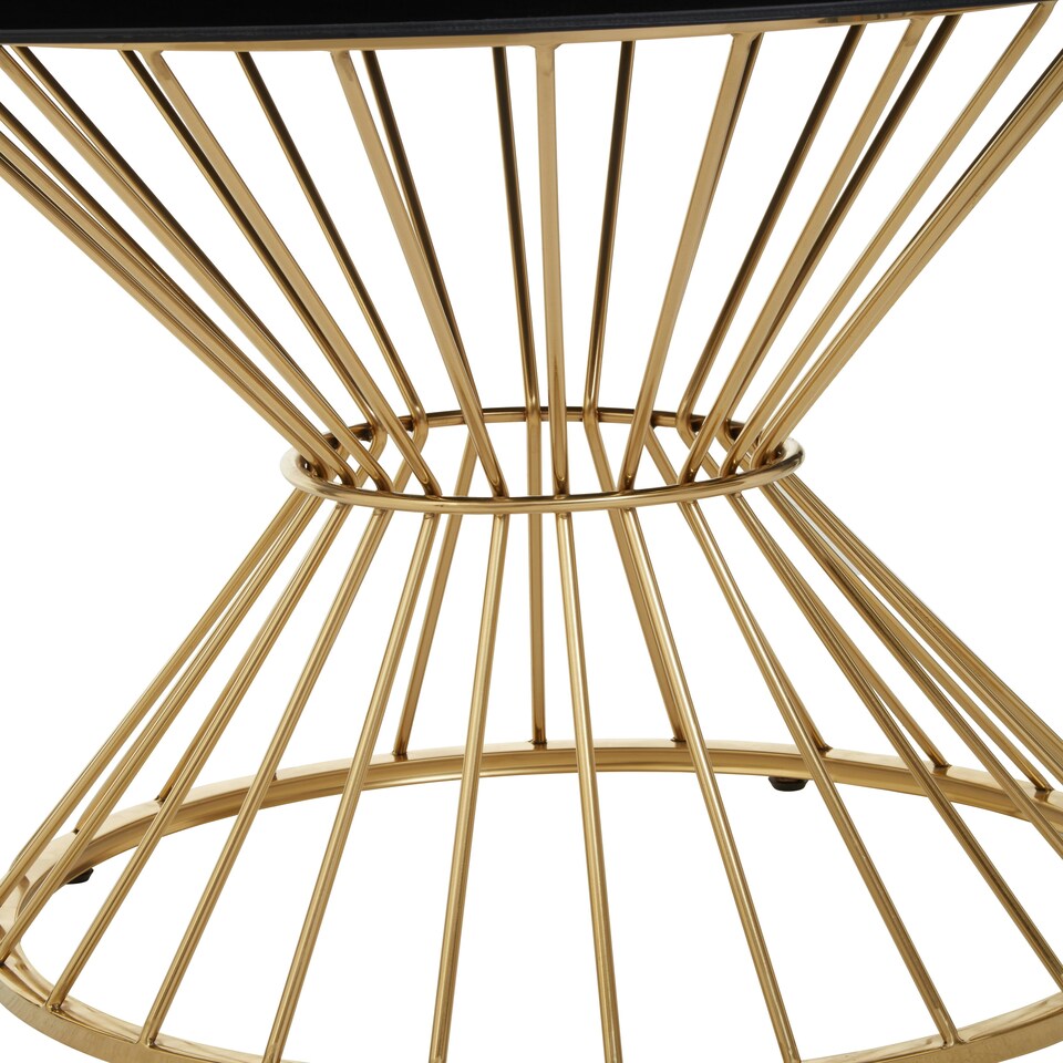 image 1 of Interiors By Premier Luxe Hourglass Dining Table with Black Glass And Gold Base,Stylish Lounge Table, Patio Table, Kitchen Table Gold