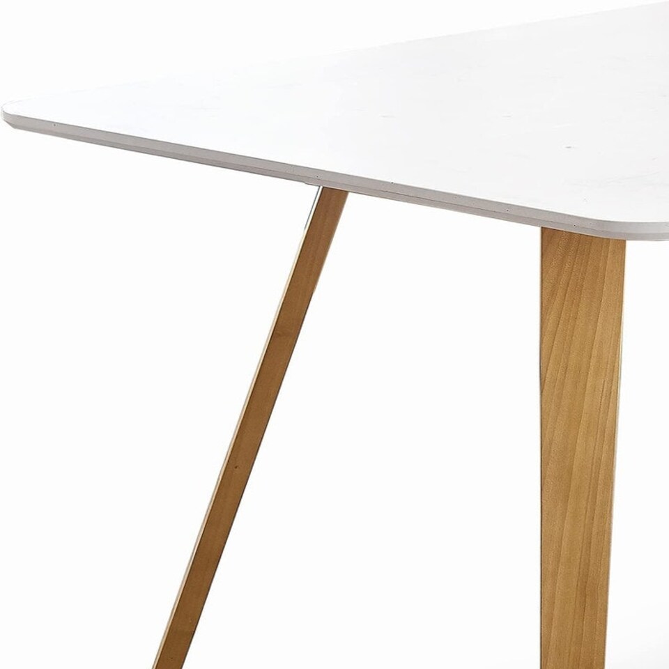 image 1 of Dallas Scandinavian Rectangular Dining Table, Modern Kitchen Table, Solid wood Dining Room Table White