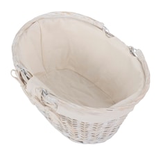 Large White Swing Handle Wicker Shopper Lining Multi | Garden Rose | L