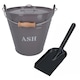 image 1 of Grey Coal Bucket With Lid & 5" Shovel Metal Ash Tidy Bin Coal Fire Log Burner