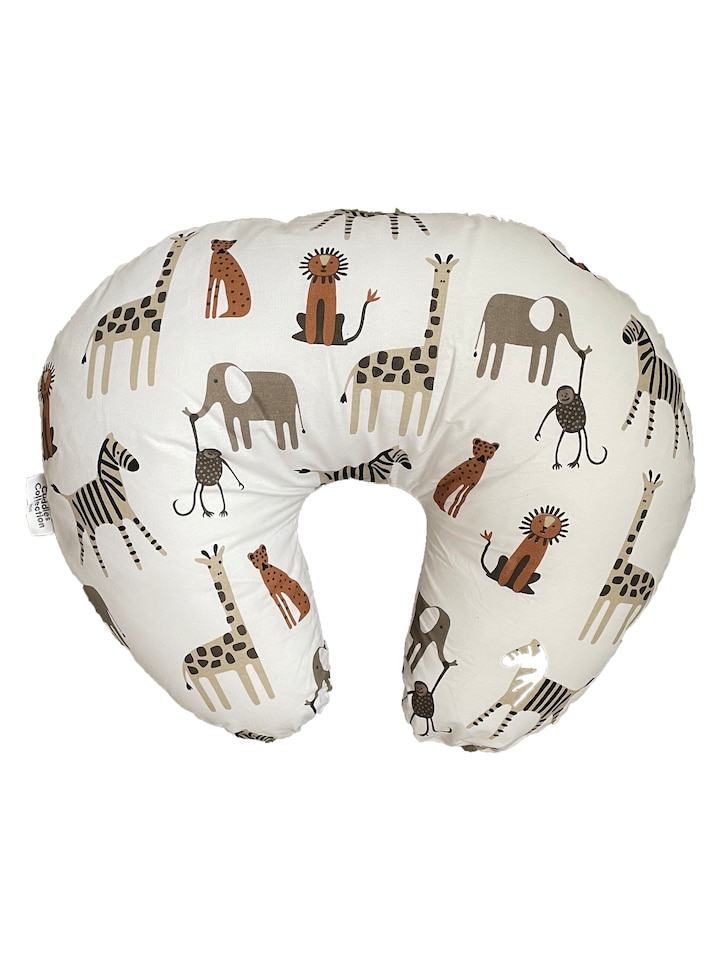 Cuddles Collection 4 in 1 Nursing Pillow 100% Cotton 0m+ | White | Animal Kingdom