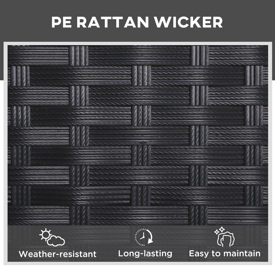 image 1 of Outsunny Rattan Sun Loungers for Garden Set of 2 with Side Table, Garden Recliner Sunbeds with Adjustable Back, Wheels, Cushions and Headrest, 3 Pieces Garden Furniture Set for Outdoor, Patio, Black