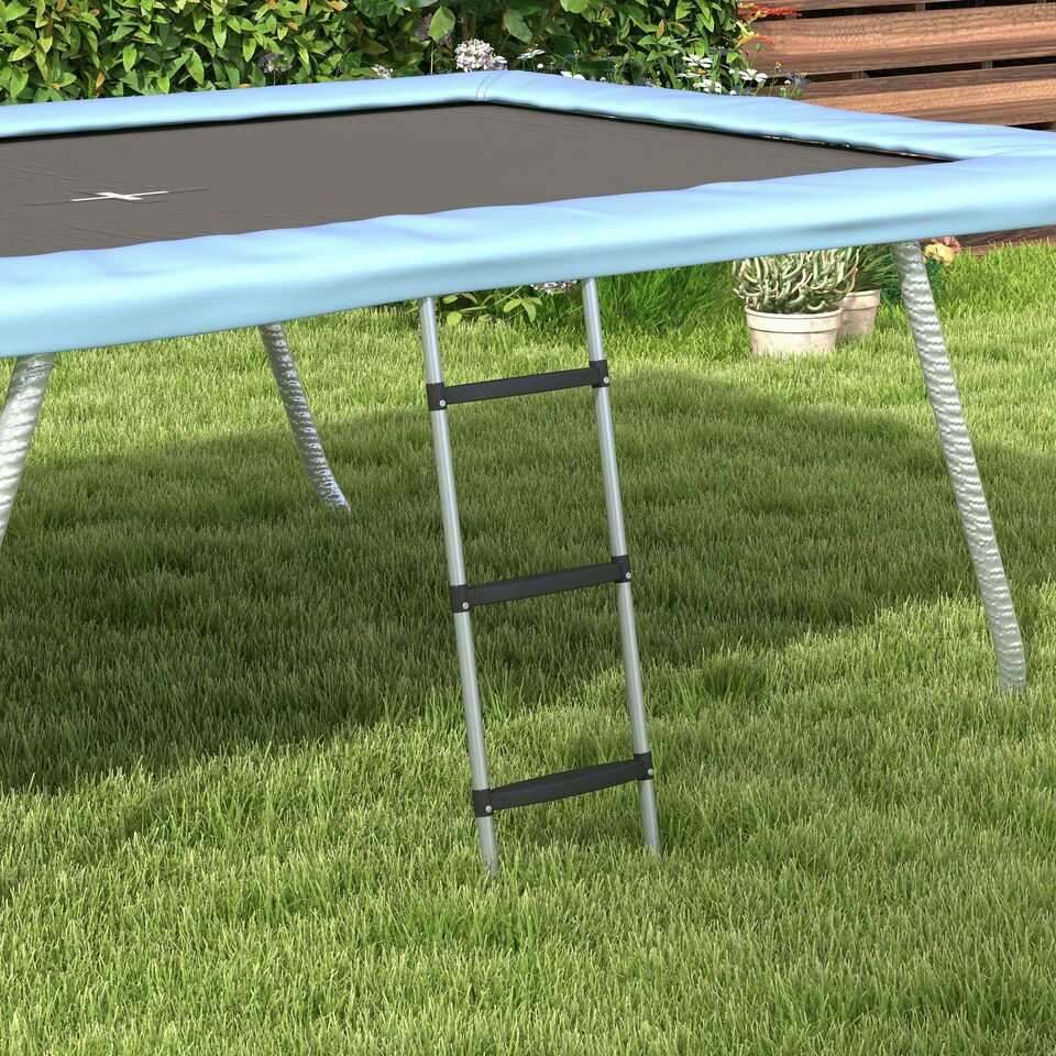 image 1 of SPORTNOW 2 Steps/3 Steps Galvanised Steel Trampoline Ladder Climbing