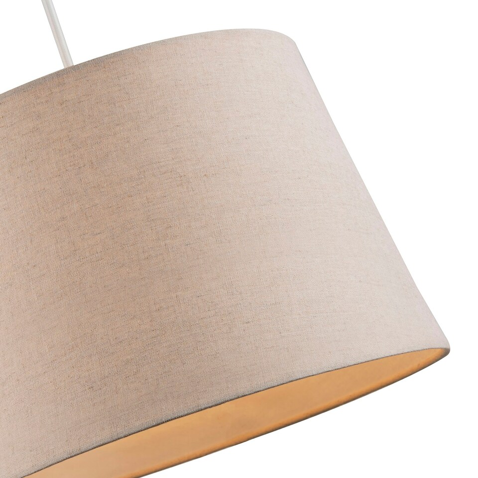 image 1 of Designer Taupe Beige Naturally Textured Linen Lamp Shade in Drum Shape Cream