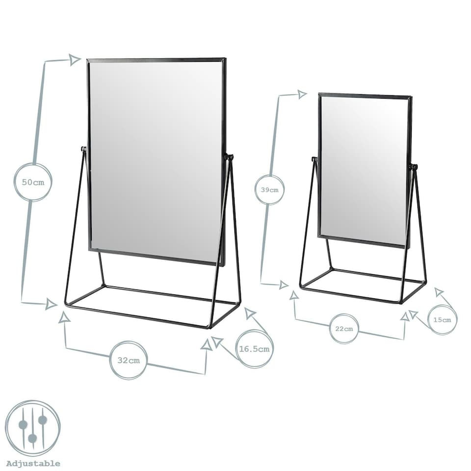 image 1 of Harbour Housewares 2pc Dressing Table Mirror Set - 2 Sizes - Gold - Makeup Mirror Bathroom Mirror Vanity Mirror Tabletop Mirror