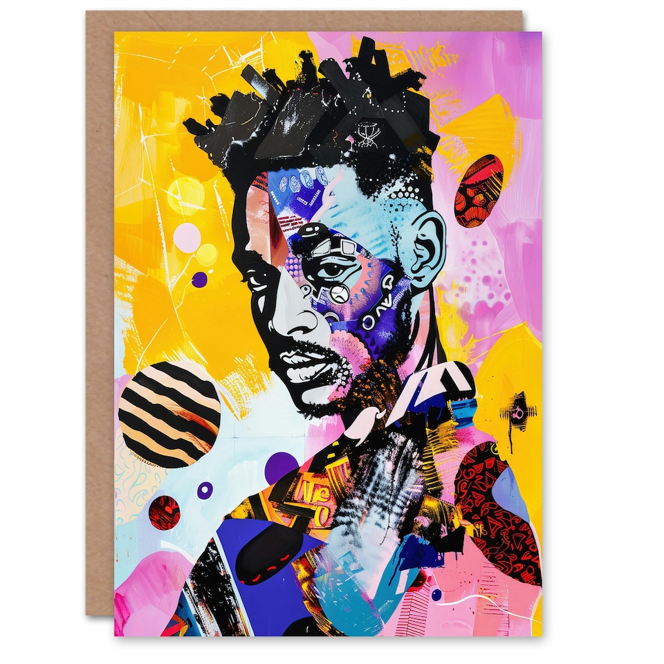 image 1 of African Soul Boy Culture Portrait Mixed Media Him Her Birthday Card
