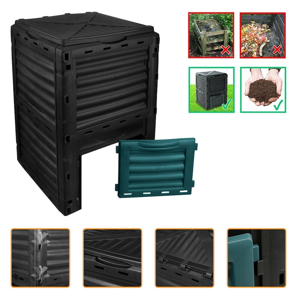 image 1 of 300L Garden Composter Bin Organic Waste Compost Converter Eco Friendly | Green