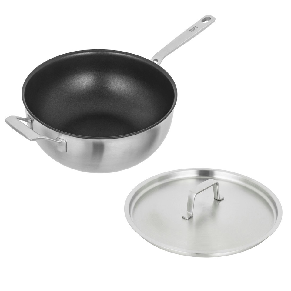 image 1 of CULINARY FIVEPLY Wok with lid and helper handle non-stick 28cm