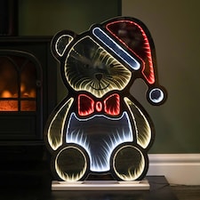 60cm Light up Teddy Bear in Santa Hat Christmas Infinity Decoration with LEDs