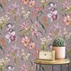 image 2 of Rasch Maya Floral Wallpaper - Lilac - 10m x 53cm Purple