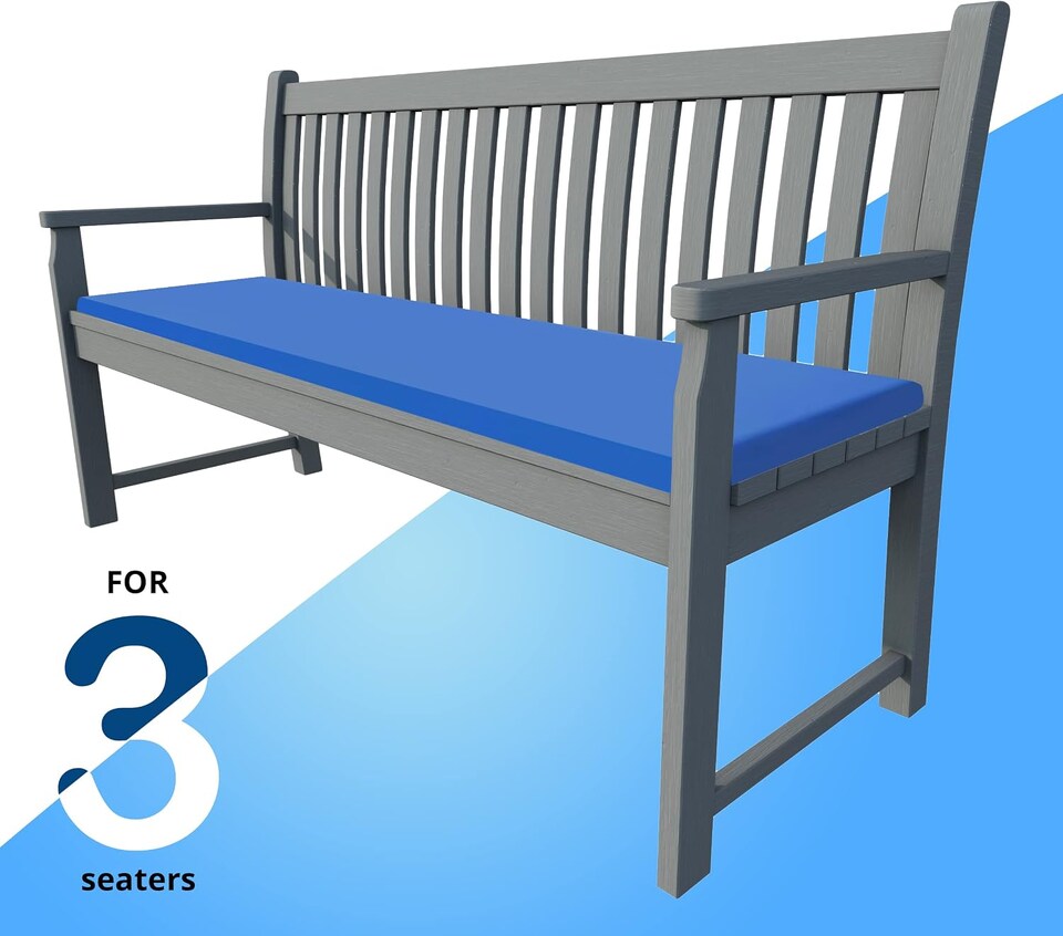 image 1 of Waterproof Garden Bench Cushion 3 Seater | Indoor & Outdoor Bench Seat Pad | Royal Blue