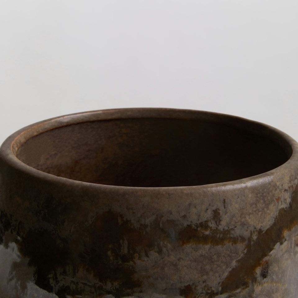 image 1 of Interiors by Premier Brown Indoor Planter, Stoneware Flower Pot with Earthy Elegance, Modern Brown Plant Pot for Decor Plants Brown