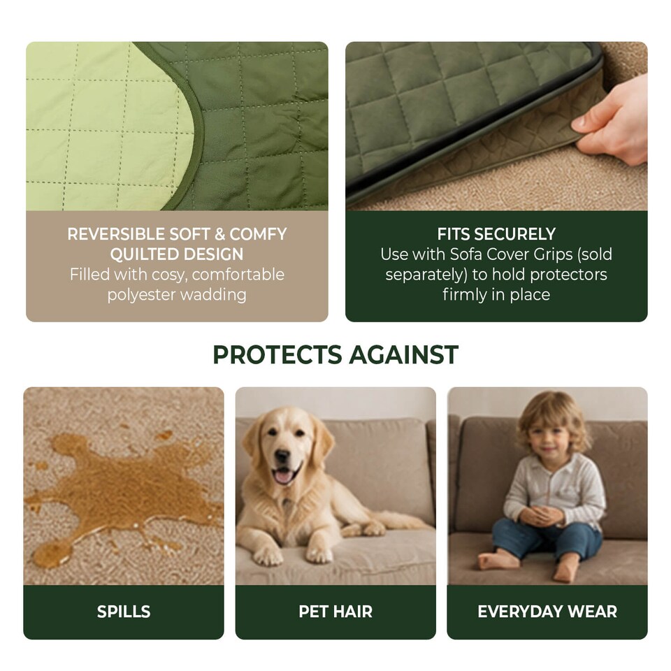 image 1 of Coopers Of Stortford 3 Seater Sofa Cover Quilted Washable Furniture Protector