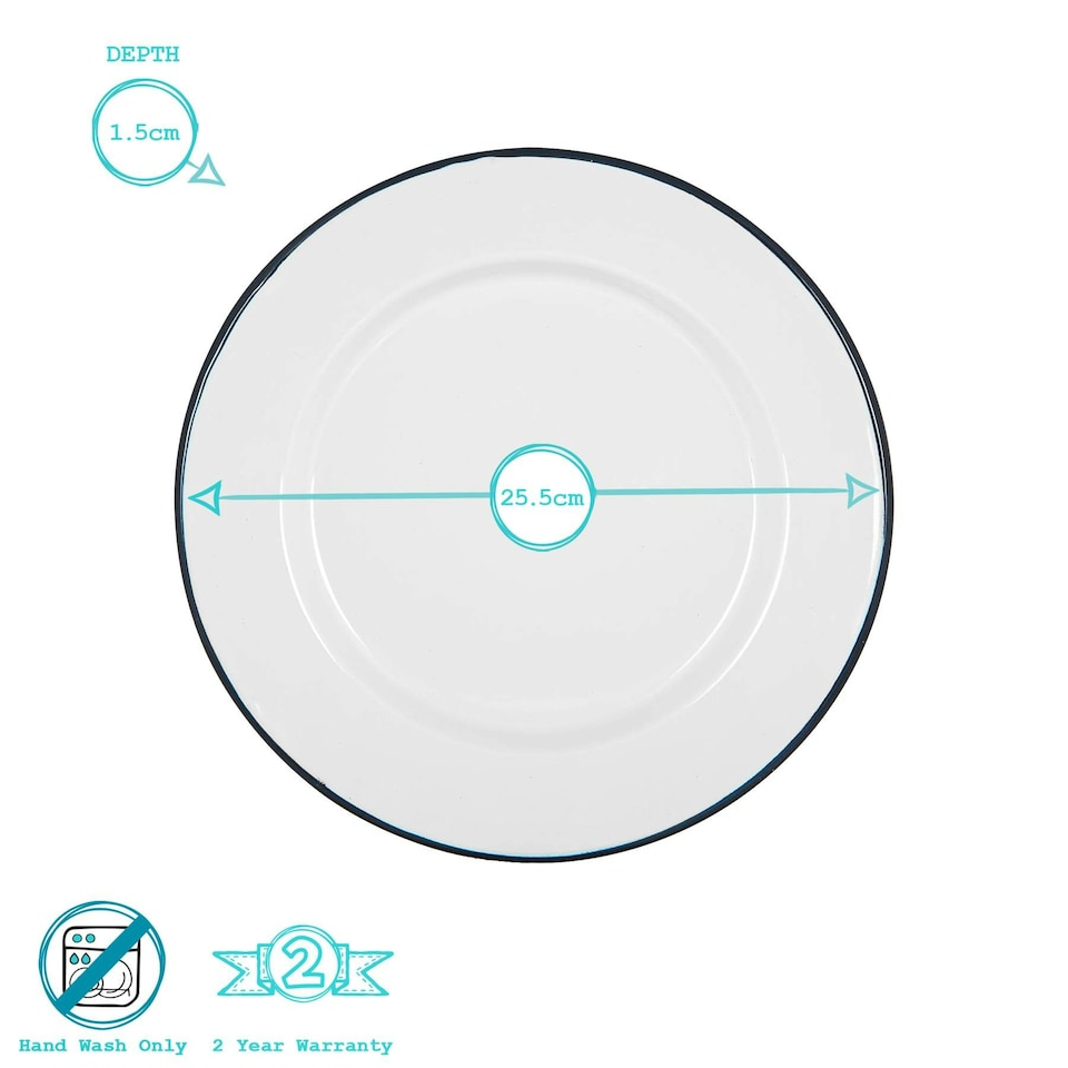 image 1 of Argon Tableware White Enamel Dinner Plates - 25.5cm - Navy - Pack of 6 Blue