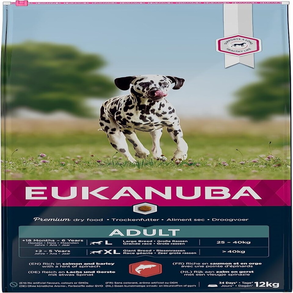 image 1 of Eukanuba Complete Dry Dog Food for Adult Large and Giant Breeds with Salmon and Barley 12 kg
