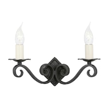 Rectory 2 Light Indoor Candle Wall Light Black, E14