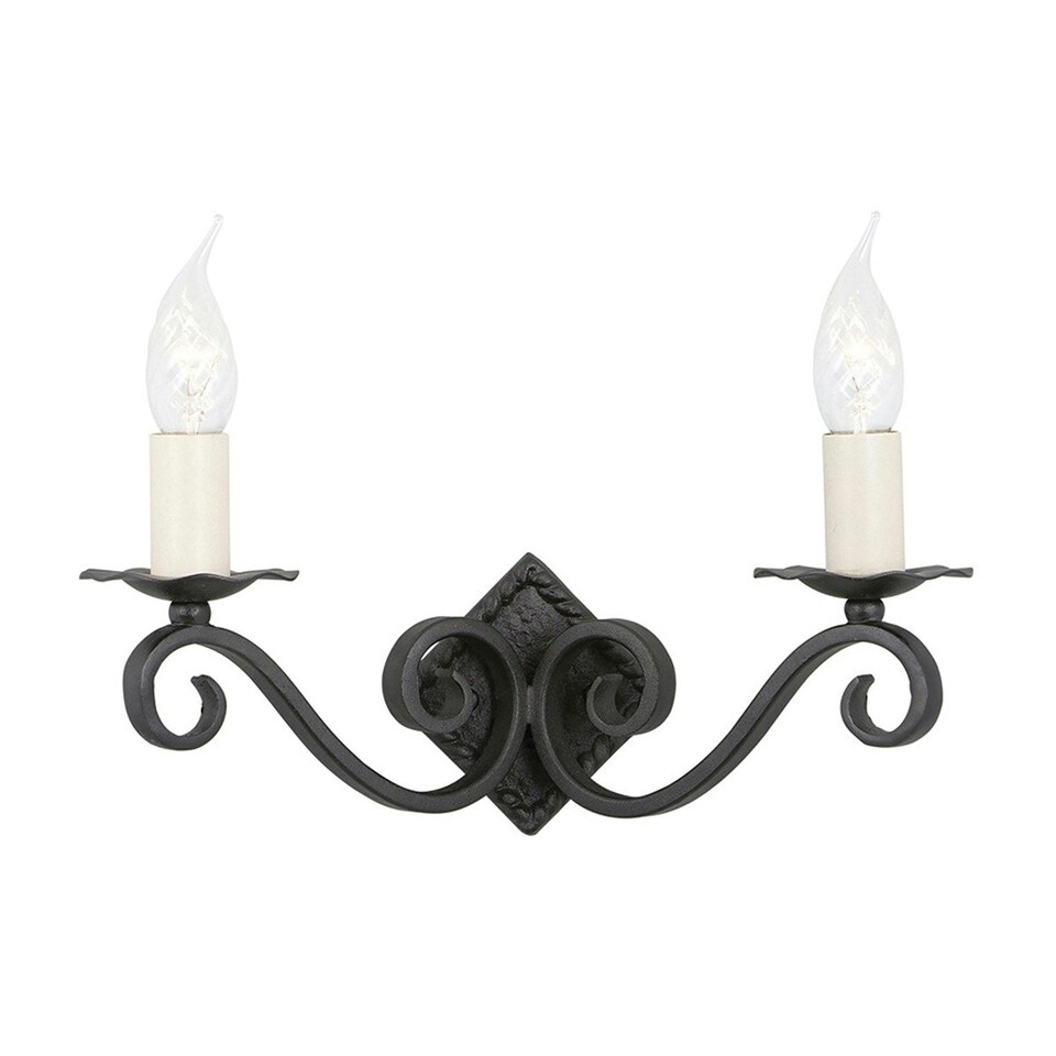 Rectory 2 Light Indoor Candle Wall Light Black, E14