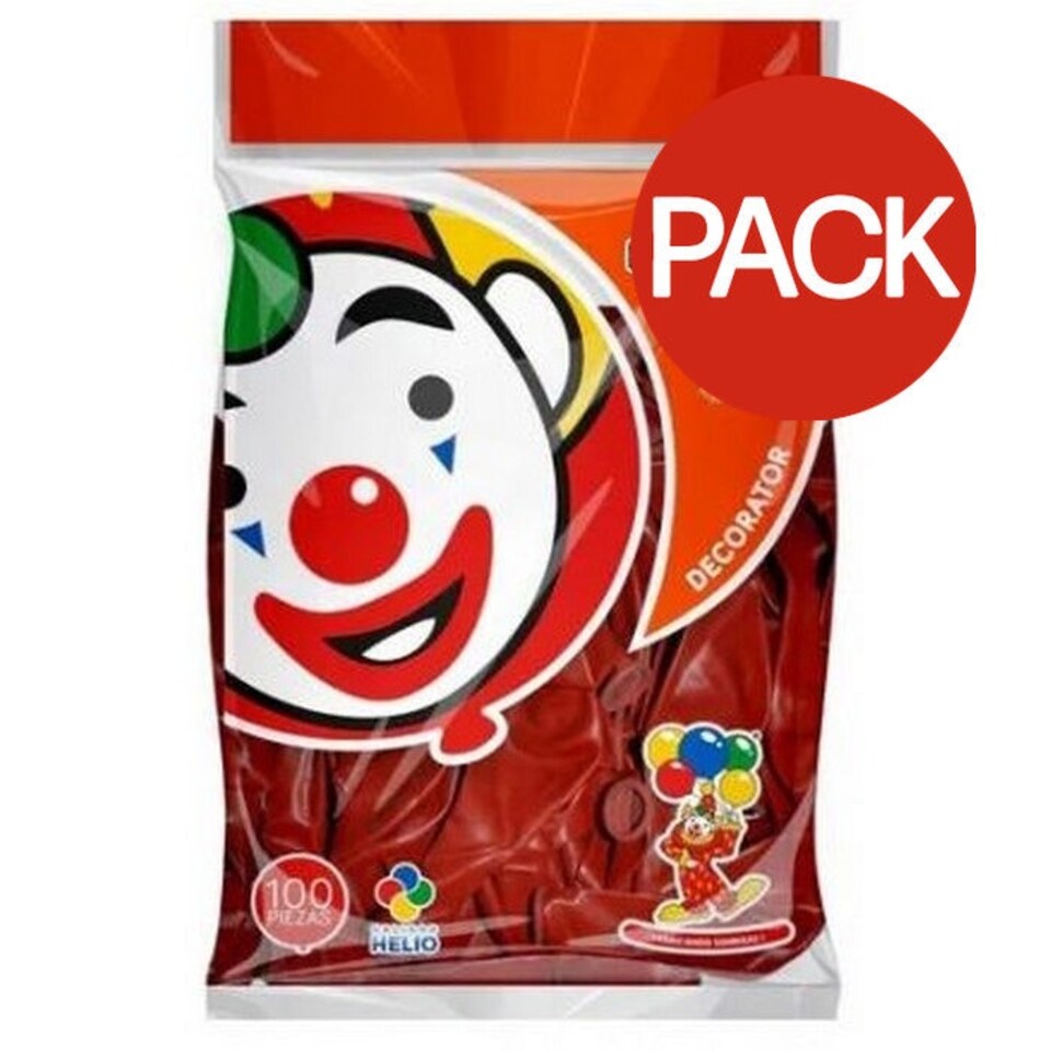 Globos Latex Plain Balloons (Pack of 100) - Red - 12in
