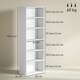 image 7 of HOMCOM 6 Tier Bookshelf, Freestanding Bookcase with Adjustable Shelves, White White
