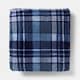 image 5 of OHS Winter Check Teddy Fleece Throw Xmas Soft Bedspread Blanket | Blue | Navy