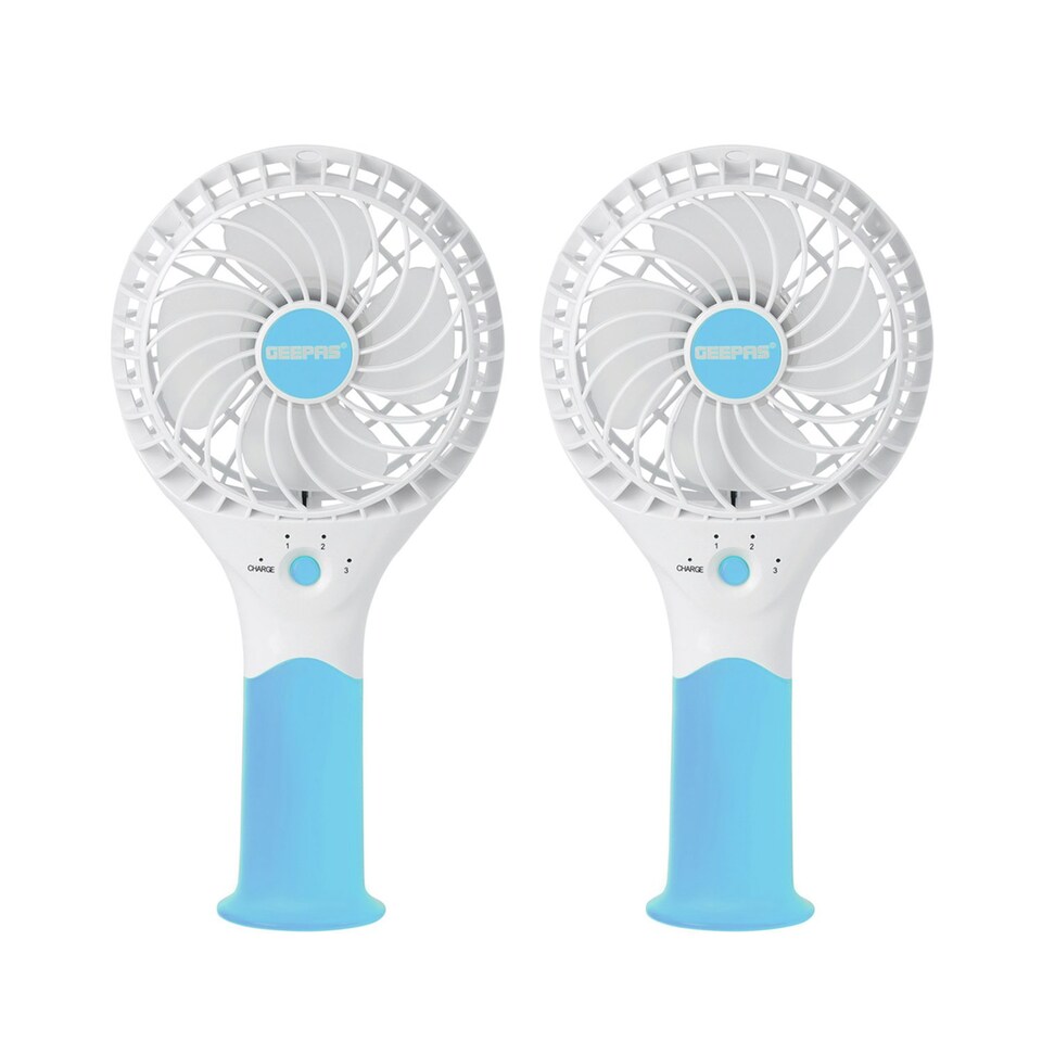 GEEPAS Rechargeable Mini Fan Pack of 2| Blue