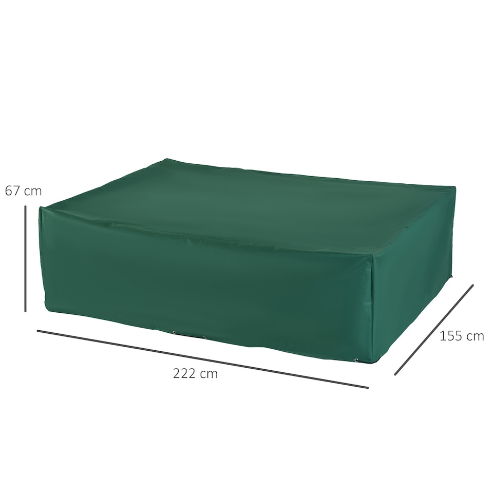 image 1 of Outsunny Garden Furniture Cover Outdoor Waterproof Rattan Set Rain Protection | Green | Dark green | 222L x 155W x 67H cm