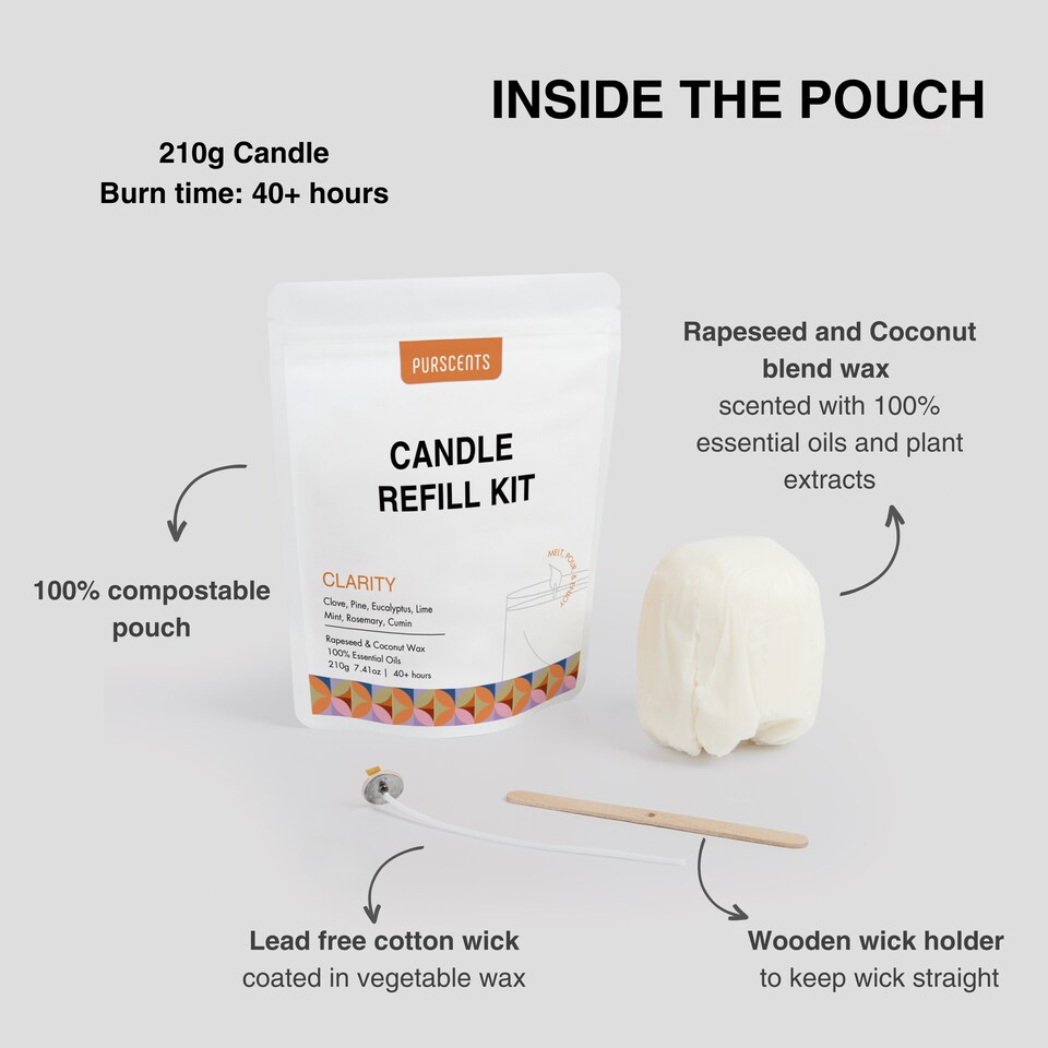 image 1 of Purscents Clarity Melt & Pour Candle Refill Kit - Clarity 210g | Cream | 1